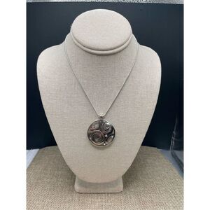 Brighton London Groove Circle Pendant Necklace Scrolled Clear Crystals 16-18"